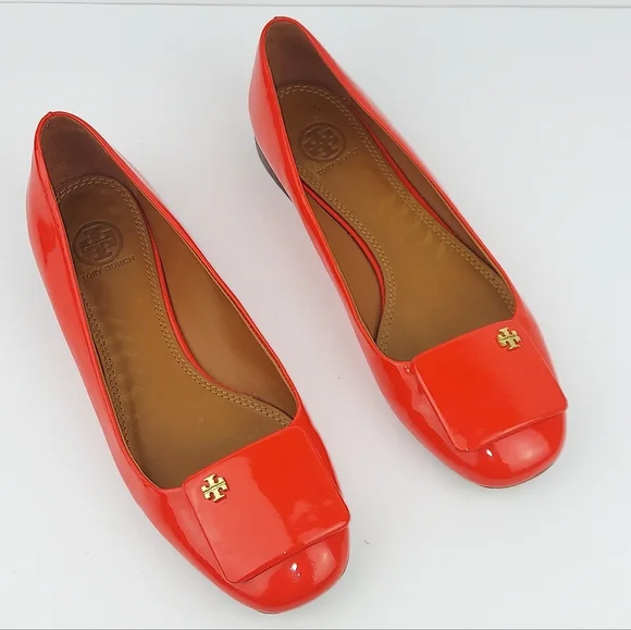 Tory Burch Yardley Poppy Red Orange Flats 8 - Picture 12 of 12